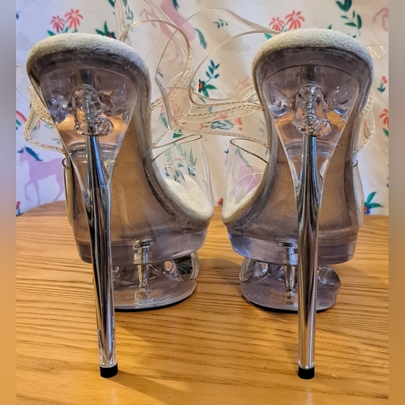 Pleaser Eclipse Clear Strappy Stripper Dance Sexy Platform High Heel Shoe SZ 5 - Picture 5 of 8